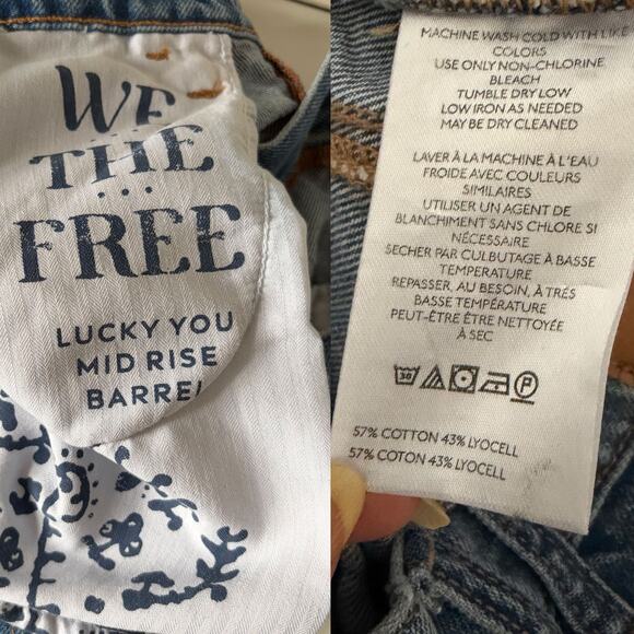 Free People Blue Good Luck Barrel Jean Like New - Picture 8 of 14